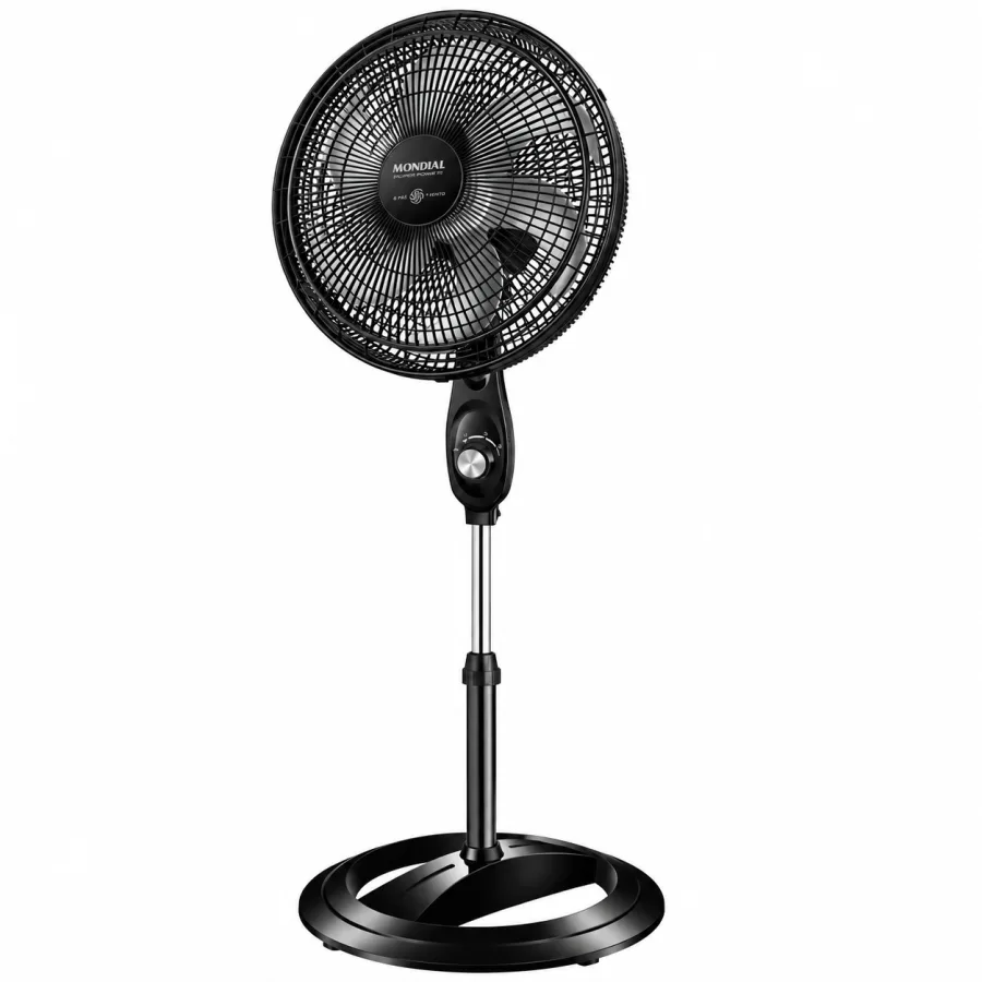 Ventilador de Coluna Mondial VSP-40C Super Power 40cm 6 Pás 3 Velocidades Altura Regulável 140W Preto e Prata 127V ou 220V