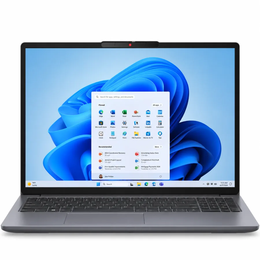 Notebook Lenovo IdeaPad Slim 3 cinza aberto, visto de frente