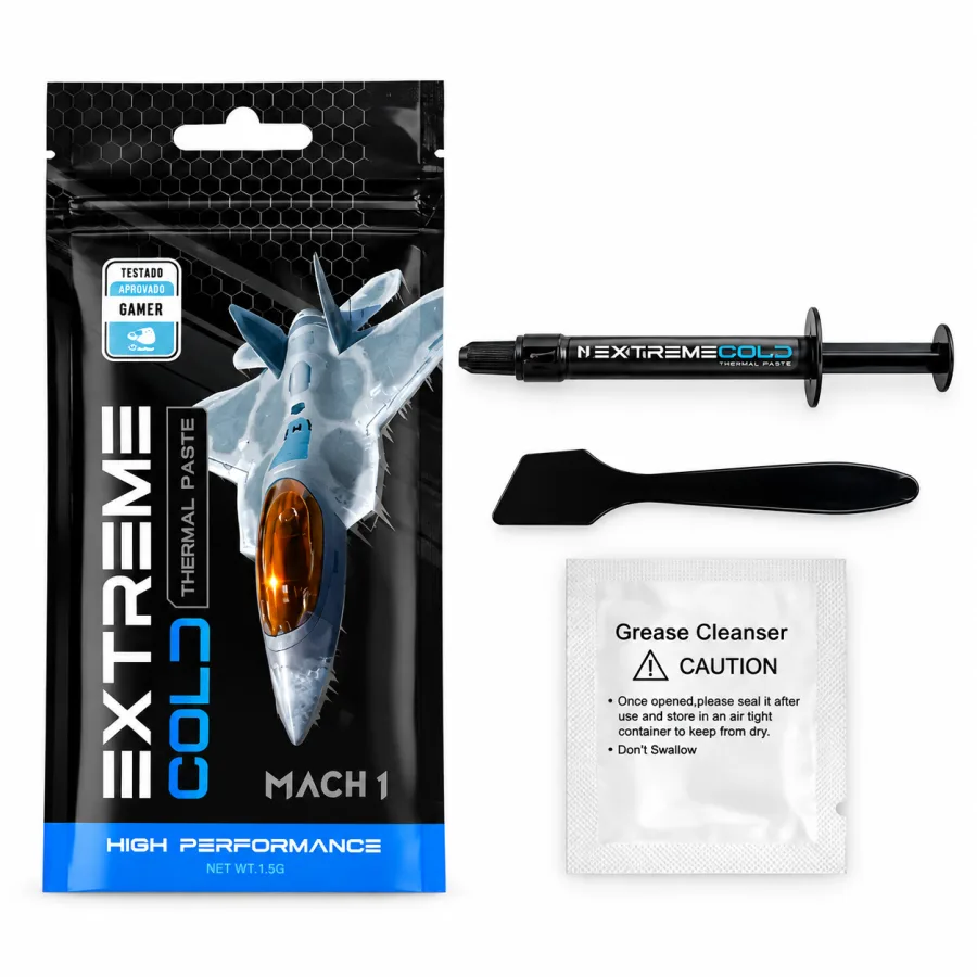Pasta Térmica MACH1 Extreme Cold 2g Condutividade 11 W/mK Não Condutiva para Processador e Placa de Vídeo Cinza