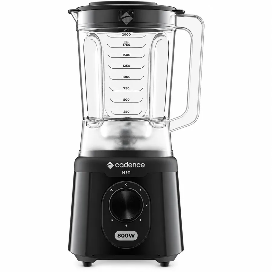 Liquidificador Cadence Hit 800W Jarra 2,5L Capacidade Útil 1,75L 5 Velocidades e Pulsar Copo Medidor na Tampa Preto LIQ200