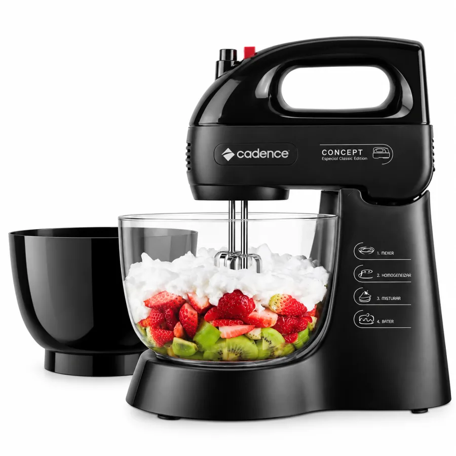Batedeira Cadence Concept Special 200W 4 Velocidades e Pulsar Acompanha 2 Tigelas de 2L e 3,5L Base com Roldanas BAT279
