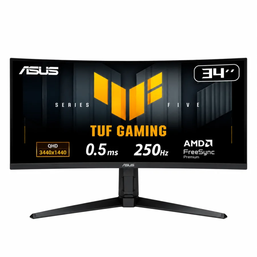 Monitor Gamer Curvo ASUS TUF Gaming VG34WQML5A 34" Ultrawide WQHD, 250Hz, 0.5ms, Fast VA, HDR400, Ajuste de Altura, Alto-falantes