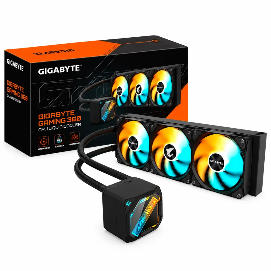 Water Cooler Gigabyte Gaming 360 ARGB 360mm 3 Ventoinhas PWM Base de Cobre Intel e AMD AM5 Preto GME-360