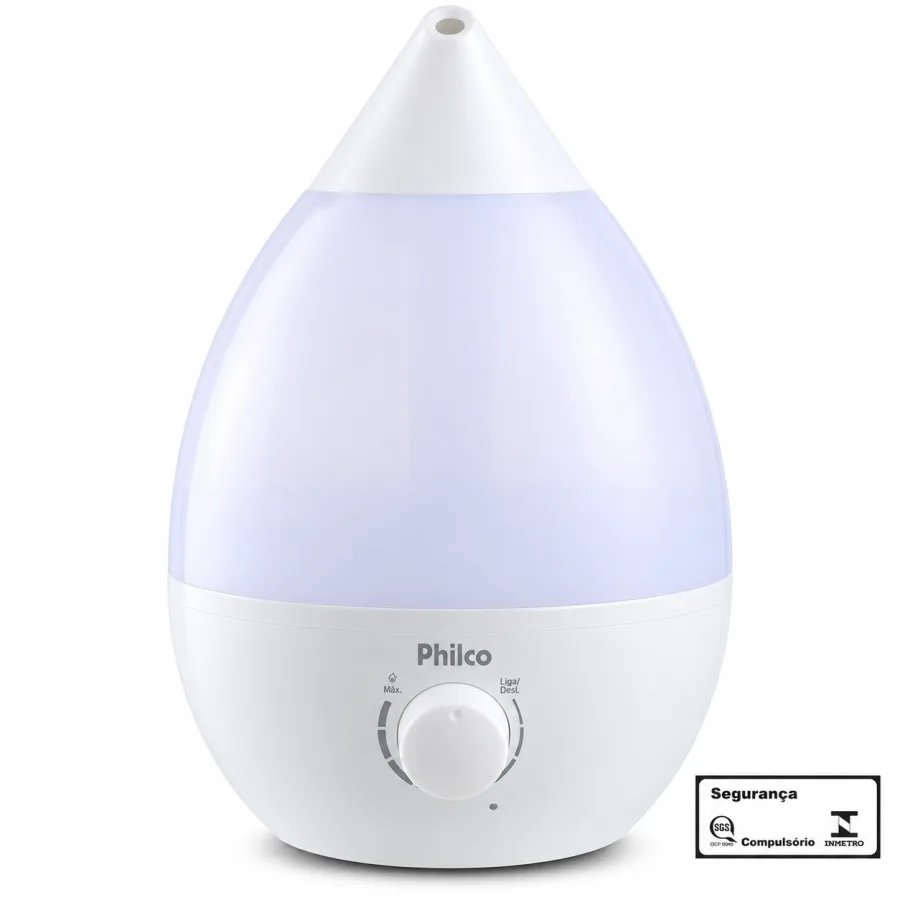 Umidificador de Ar Philco PUD04B 4L Difusor de Aromas Luminária 7 Cores Bivolt