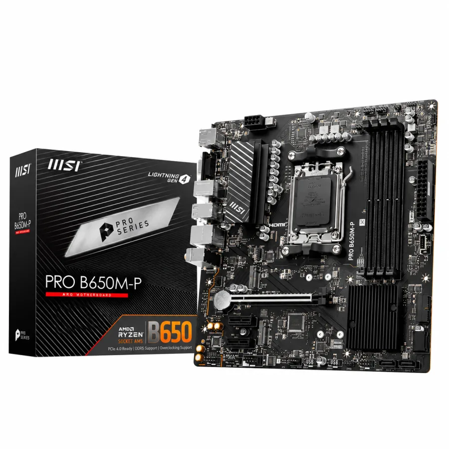 Placa-Mãe MSI PRO B650M-P AMD AM5 Micro-ATX DDR5 até 256GB 2x M.2 PCIe 4.0 Rede 2.5G HDMI DisplayPort e VGA PRO B650M-P