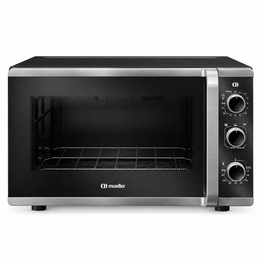 Forno Elétrico de Bancada Mueller 50L 1800W Preto 3 Modos de Assar Grill Timer 120 Minutos até 300°C MFB50K