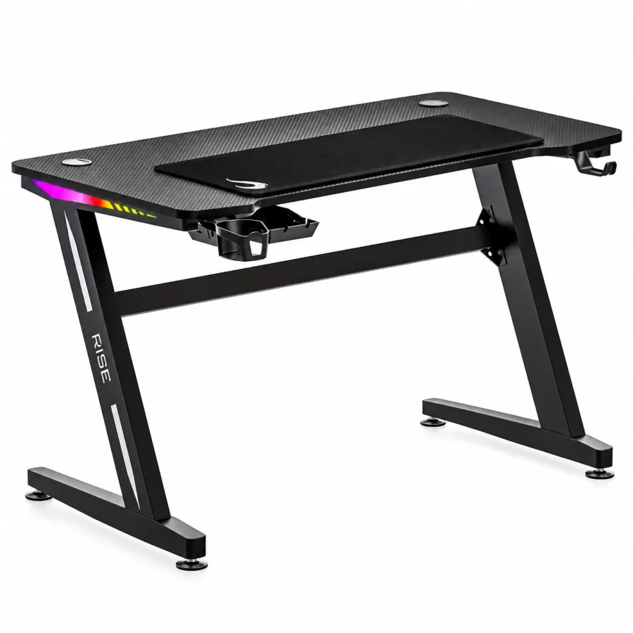 Mesa gamer Rise Mode Desk 08 preta com LED RGB