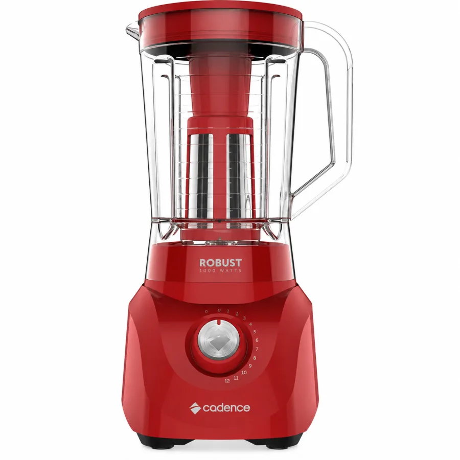 Liquidificador Cadence Robust 1000W Jarra 3,3L 12 Velocidades Filtro para Bagaço e Sementes Vermelho LIQ411