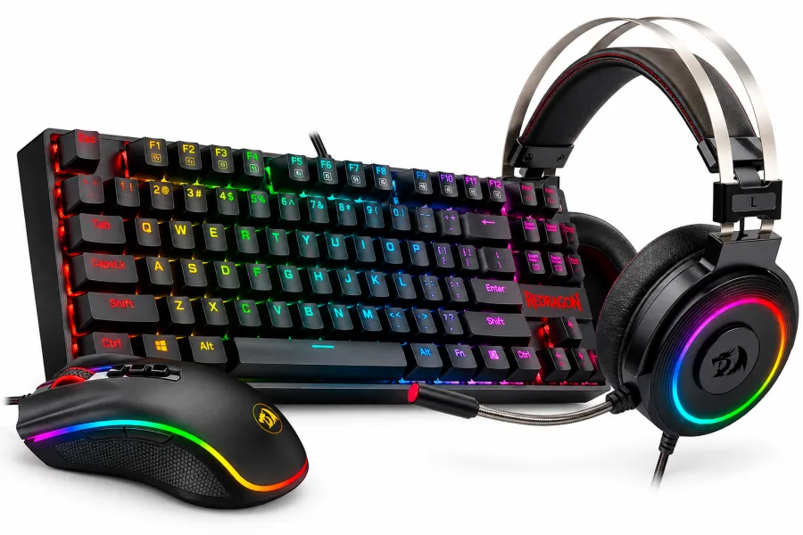 Kit Gamer Redragon S125 Teclado Mecânico Kumara TKL ABNT2 Switch Brown Mouse Cobra V2 12400 DPI e Headset Lamia 2 Surround 7.1 Preto