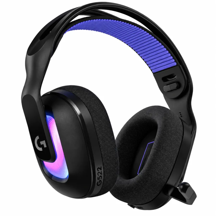 Headset Gamer Sem Fio Logitech G G522 LIGHTSPEED Conexão Tripla Bluetooth e USB Drivers PRO-G 40mm Microfone Removível Blue VO!CE RGB LIGHTSYNC Preto
