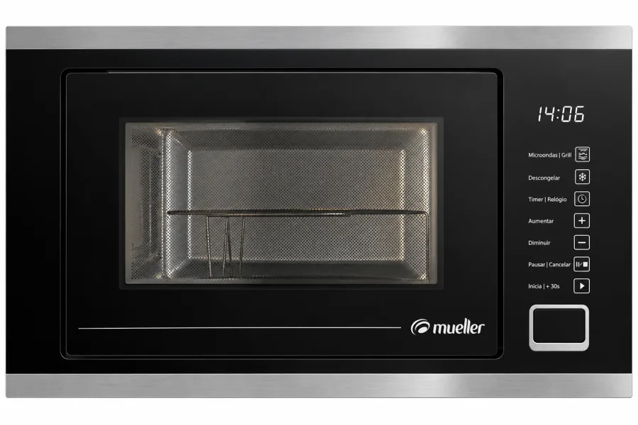 Forno Micro-ondas de Embutir Mueller 25L 900W com Grill Dourador 1000W Painel Touch 5 Níveis 8 Receitas MMO0225G1