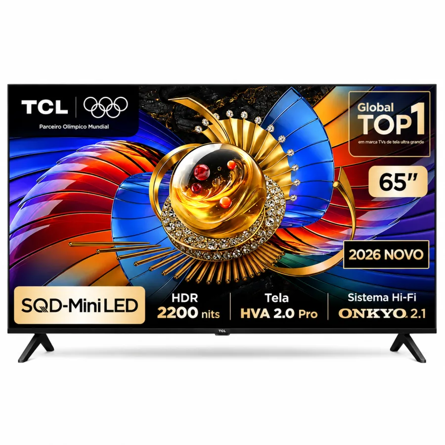 Smart TV TCL 65 Polegadas SQD-Mini LED 4K Q7D Pro 65Q7DPRO, 144Hz, Dolby Vision IQ, HDR10+, Som Onkyo Dolby Atmos, Google TV