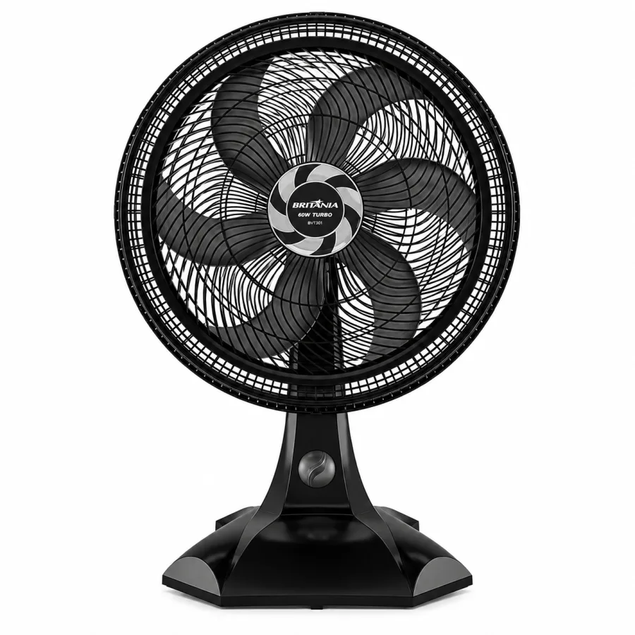 Ventilador de Mesa Britânia Maxx Force BVT301 30cm 6 Pás 3 Velocidades Oscilante 60W 127V Preto