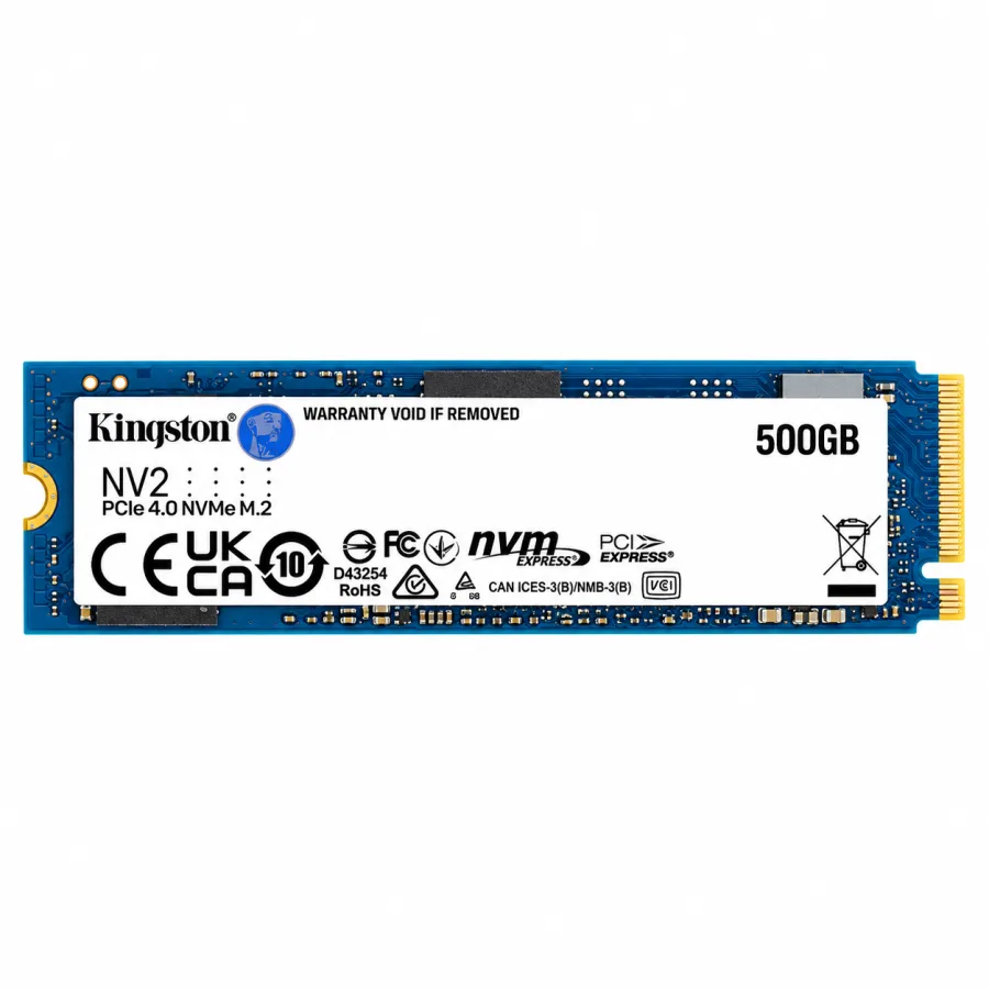 SSD Kingston NV2 500GB M.2 2280 PCIe 4.0 x4 NVMe Leitura 3500MB/s Gravação 2100MB/s SNV2S/500G
