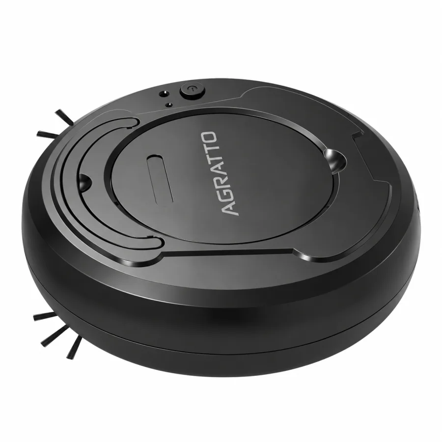 Robô Aspirador Agratto Praticci 3 em 1 Varre Aspira e Passa Pano 1800Pa 90min 7,5cm Preto
