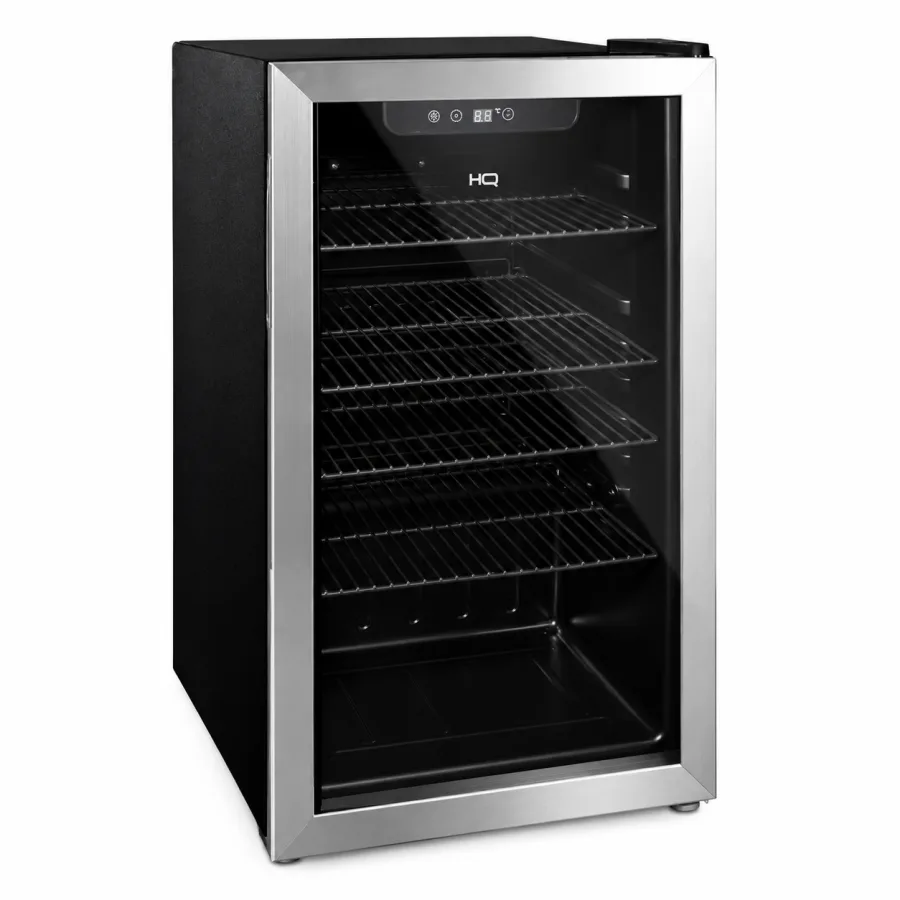 Cervejeira Expositora Vertical HQ 100L Inox Porta de Vidro Duplo LOW-E Painel Digital Touch -6°C a 10°C 119 Latas HQ-100CEVPV