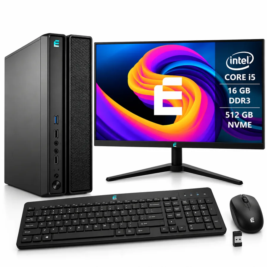 Computador eFacini Prime Intel Core i5-3470 16GB DDR3 SSD 512GB Gabinete Slim com Wi-Fi 6 Bluetooth 5.3 Teclado e Mouse Windows 11 Pro