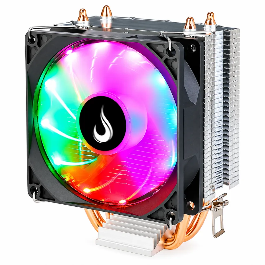 Air Cooler Rise Mode Z5 LED Rainbow 90mm TDP 120W 2 Heatpipes Intel LGA 1200 e AMD AM4 Preto RM-ACZ-Z5-RGB