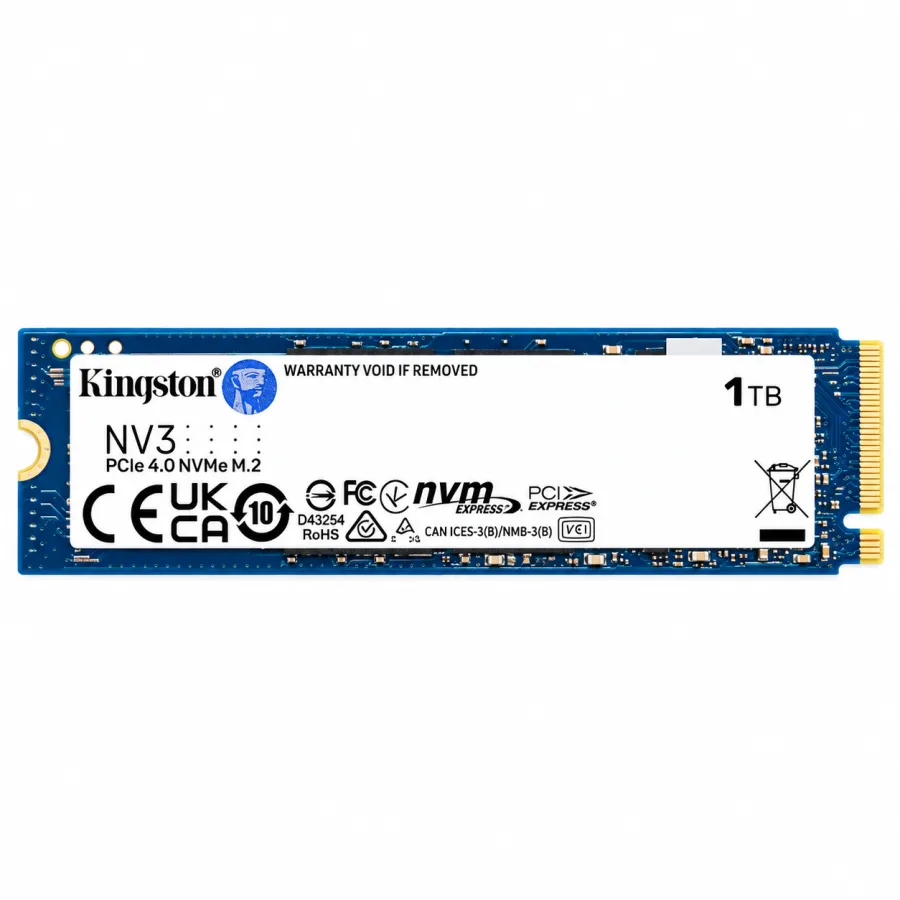 SSD Kingston NV3 1TB M.2 2280 PCIe 4.0 x4 NVMe Leitura 6000MB/s Gravação 4000MB/s SNV3S/1000G