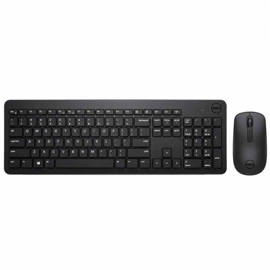 Kit Teclado e Mouse Sem Fio Dell KM3322W ABNT2 Full Size 6 Teclas Multimídia Mouse de 1000 DPI Receptor USB 2.4 GHz Pilhas Inclusas Preto