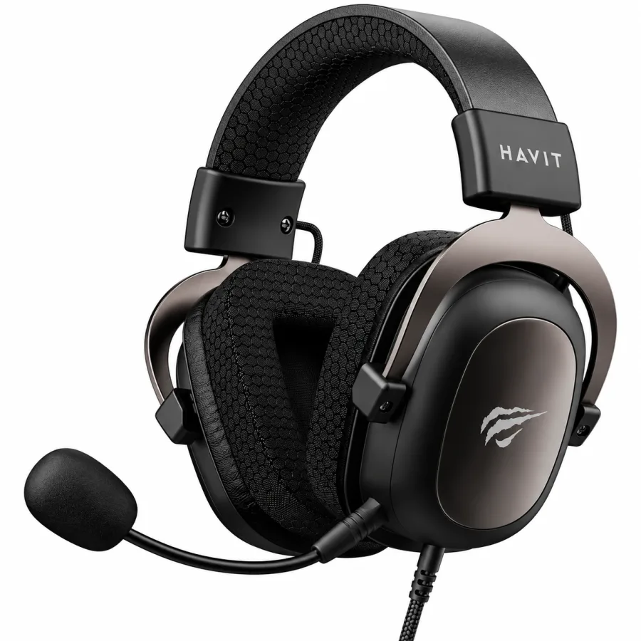 Headset Gamer Havit H2002D Drivers de 53mm P3 3,5mm Microfone Removível Omnidirecional Arco Autoajustável Preto HV-H2002D