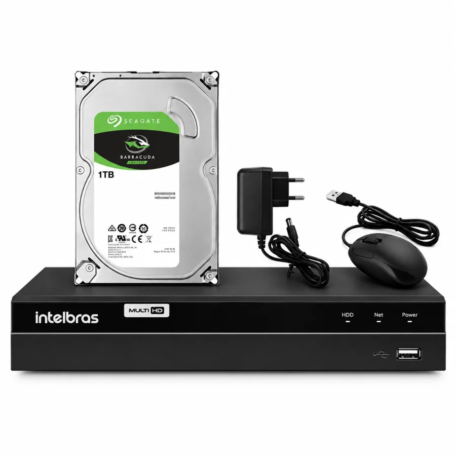 DVR Intelbras MHDX 1304 Multi HD 4 Canais 1080p Detecção de Pessoas e Veículos H.265 com HD de 1TB