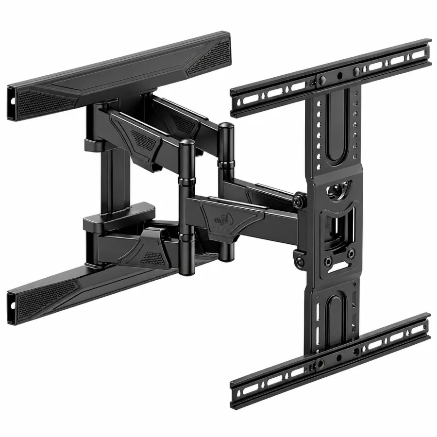 Suporte Articulado de Parede ELG A02V6N para TV de 32 a 86 Polegadas até 46 kg VESA 200x200 a 600x400 Aço Carbono com Nível Bolha Preto
