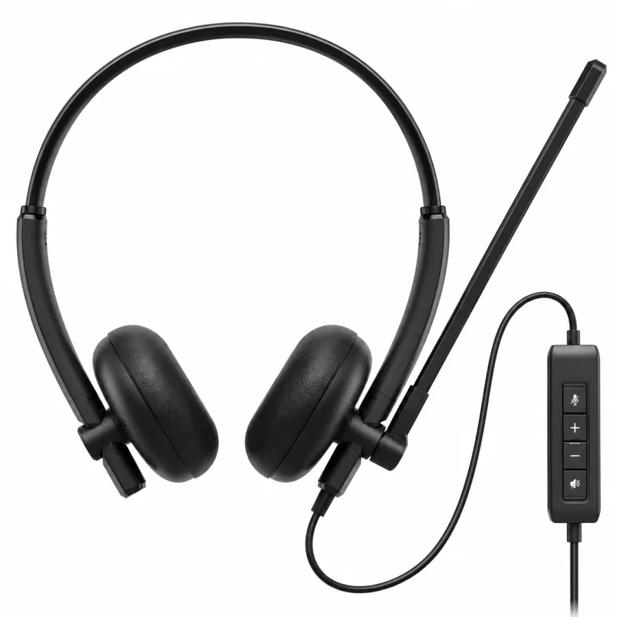 Headset com Fio Dell WH125 USB-A Microfone Unidirecional com Haste Giratória de 270 Graus Controles no Cabo Certificado Teams e Zoom Preto
