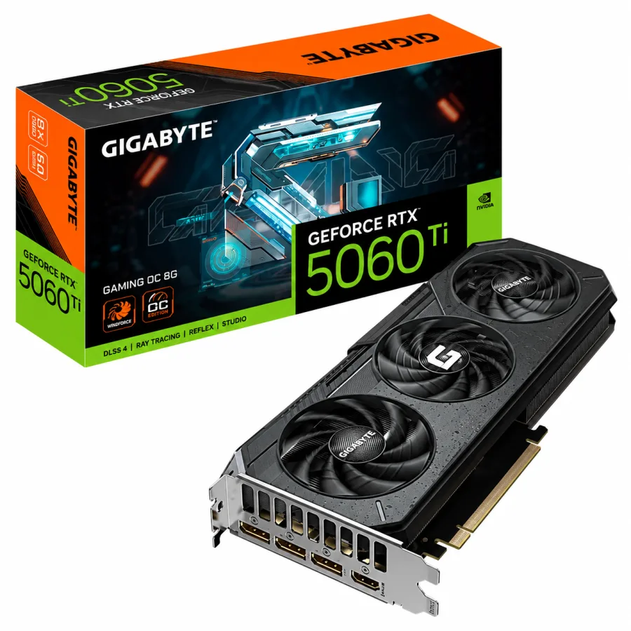 Placa de Vídeo Gigabyte GeForce RTX 5060 Ti Gaming OC 8GB GDDR7 128 bits PCIe 5.0 DLSS 4 Ray Tracing RGB GV-N506TGAMING OC-8GD