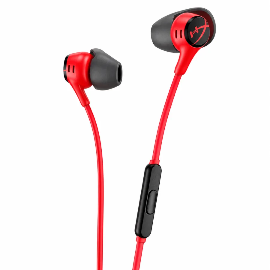 Fone de Ouvido Gamer HyperX Cloud Earbuds II Intra-auricular P2 3,5mm com Microfone no Cabo Driver 14,3mm Plugue 90 Graus Vermelho 705L8AA