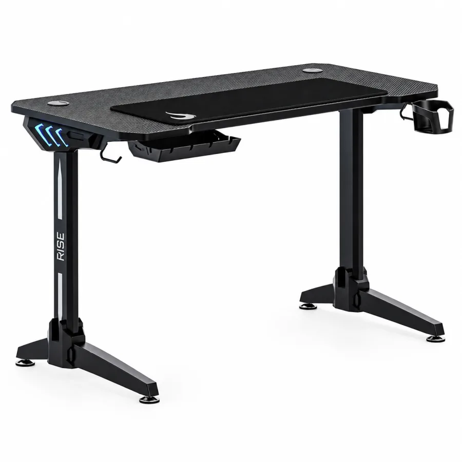 Mesa gamer Rise Mode Desk 06 preta com LED RGB em setas