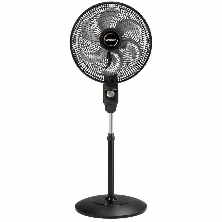 Ventilador de Coluna Mallory Éolo 40cm 6 Pás 3 Velocidades Altura Regulável Grade Removível 126W Preto e Grafite 127V ou 220V