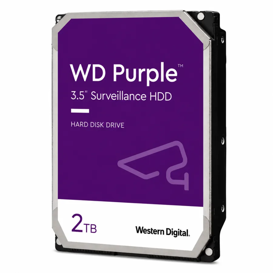 HD Western Digital WD Purple 2TB 3,5 Polegadas SATA III 5400 RPM Cache 64MB CMR Vigilância 24x7 WD23PURZ