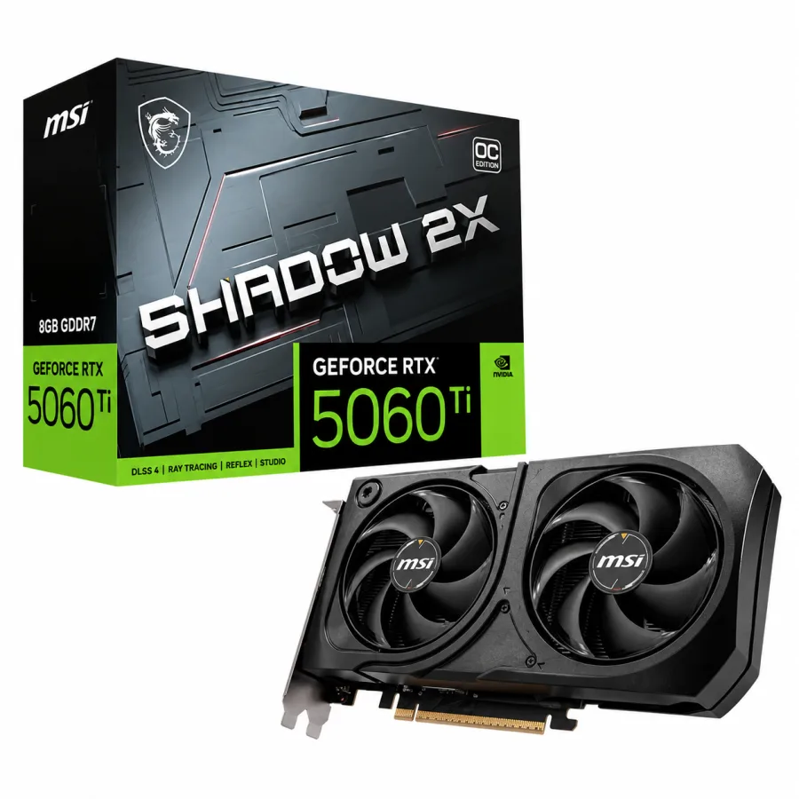 Placa de Vídeo MSI GeForce RTX 5060 Ti 8G Shadow 2X OC Plus 8GB GDDR7 128 bits PCIe 5.0 DLSS 4 Ray Tracing G506T-8S2CP