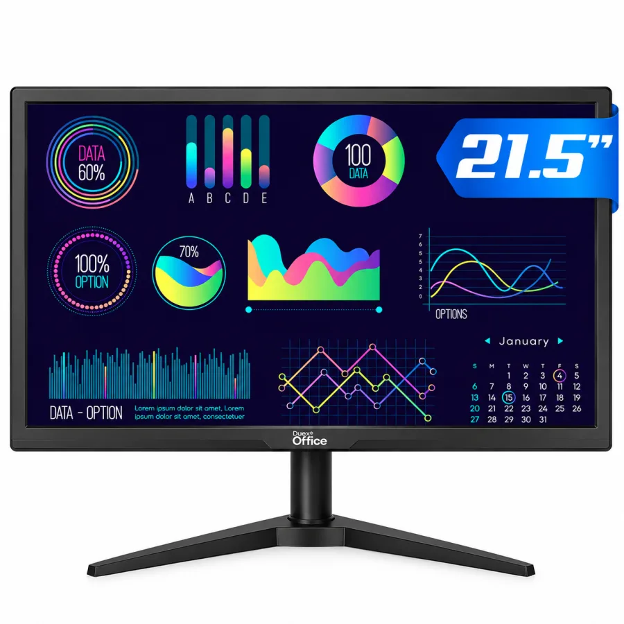 Monitor Dr. Office 21.5" Full HD LED, 75Hz, Entradas HDMI e VGA, Fonte Bivolt e Cabo HDMI Inclusos, Preto - DO-MN-PD21FSFB1B