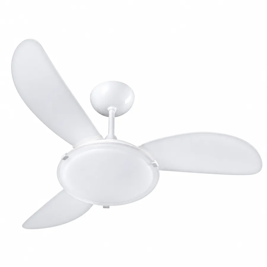 Ventilador de Teto Ventisol Sunny 3 Pás 96cm Controle Remoto e Chave de Parede Lustre para 2 Lâmpadas Bivolt Branco