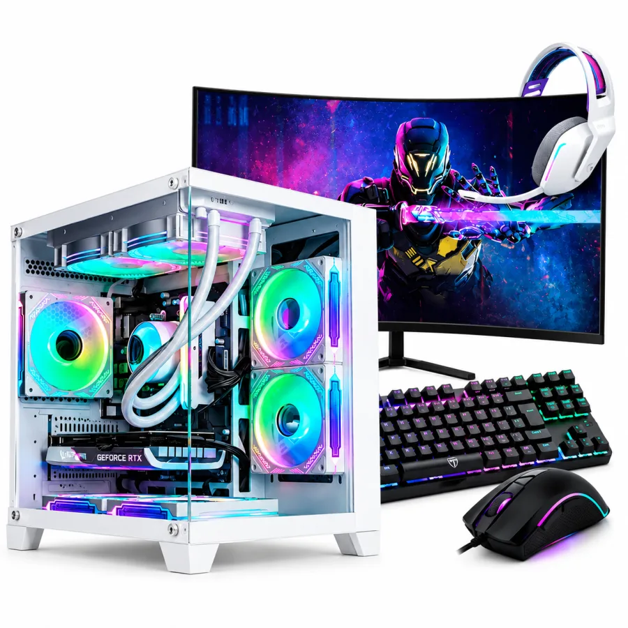 PC Gamer Completo Ryzen 5 5600GT 6 Núcleos Radeon Integrada 16GB DDR4 3200MHz SSD 480GB Fonte 500W 80 Plus com Monitor 21,5 e Kit Gamer
