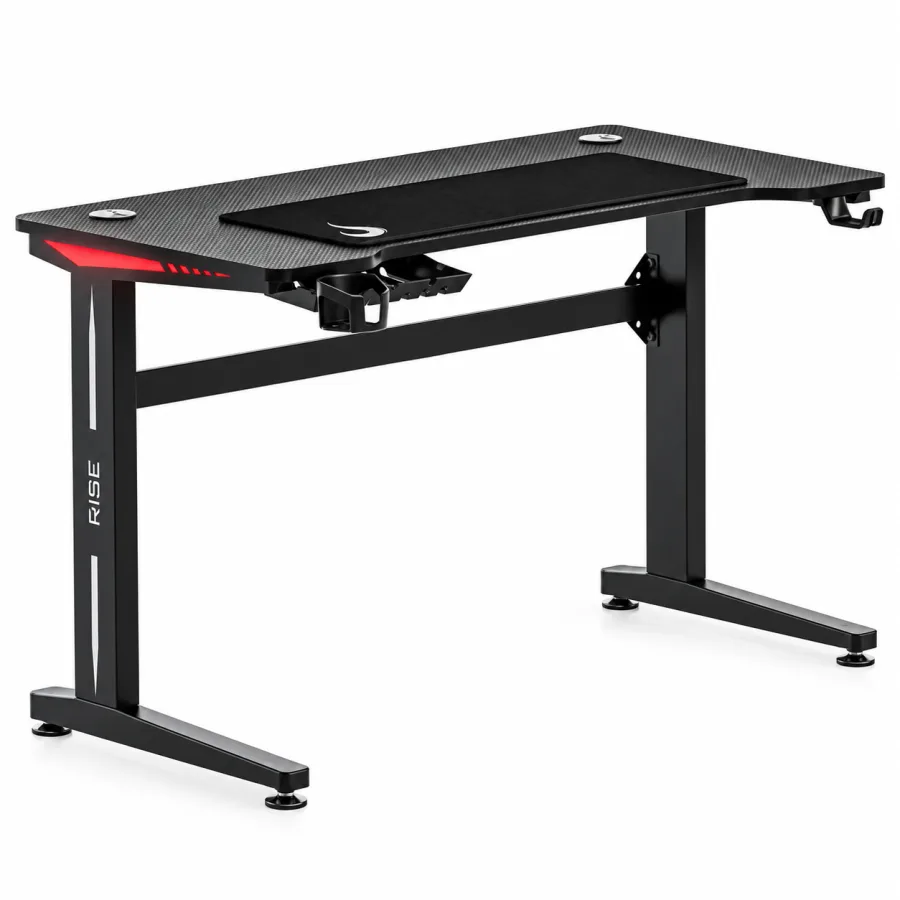 Mesa gamer Rise Mode Desk 07 preta com LED RGB