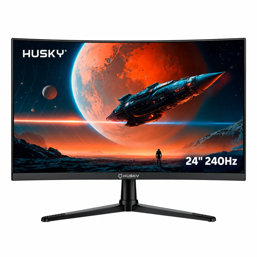 Monitor Gamer Curvo Husky Boreal 24" Full HD, 240Hz, 1ms, Painel VA, Adaptive Sync, HDR, HDMI e DisplayPort - HMG00524PT