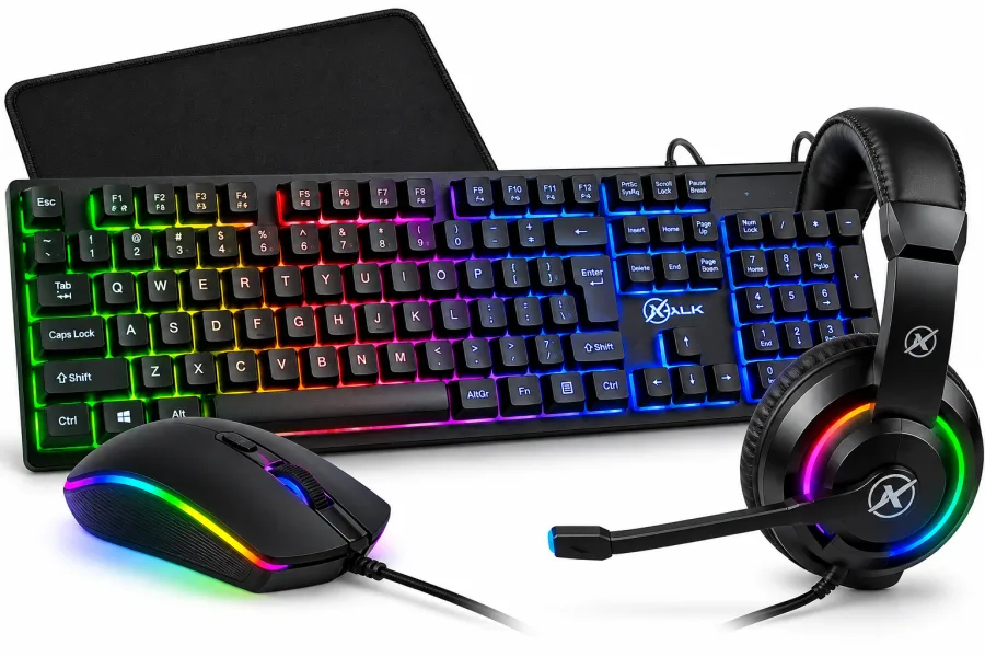Kit Gamer Kalkan Odin Core 4 em 1 Teclado de Membrana ABNT2 Mouse 3600 DPI Headset com Microfone e Mousepad Speed Preto