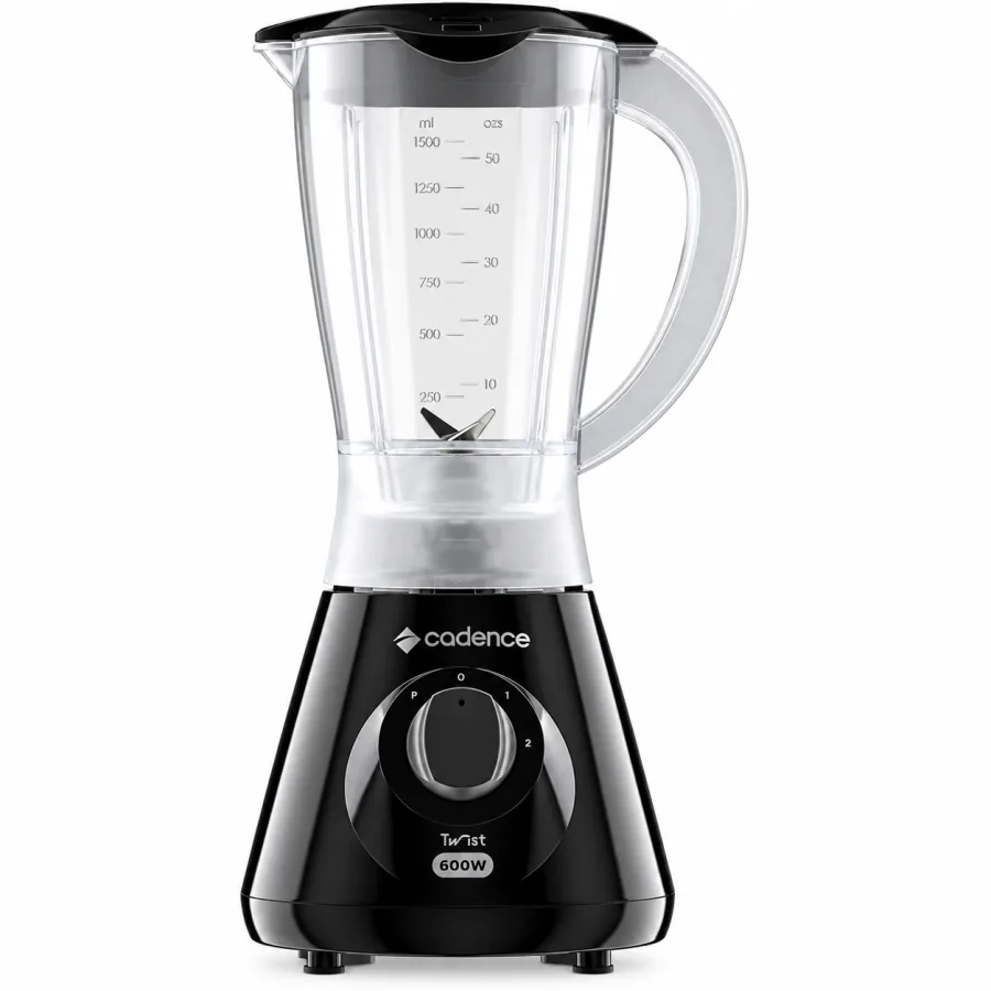 Liquidificador Cadence Twist 600W Jarra 2,2L Capacidade Útil 1,5L 2 Velocidades e Pulsar Lâminas em Aço Inox Preto LIQ100