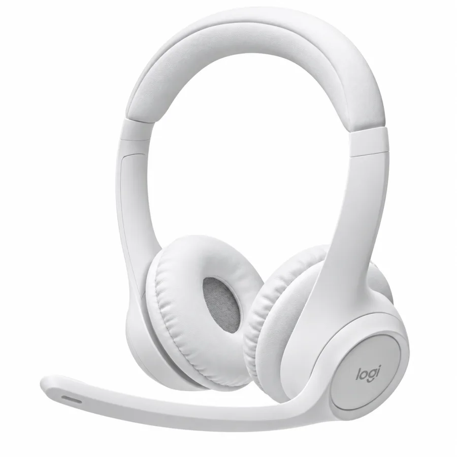 Headset Sem Fio Logitech Zone 300 Bluetooth 5.3 Multiponto Microfones Duplos Beamforming com Cancelamento de Ruído 122g Recarga USB-C Branco